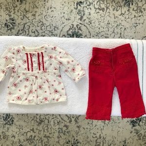 Sonoma Life & Style top and bottoms set Girls Size 6 - 9 months floral corduroy